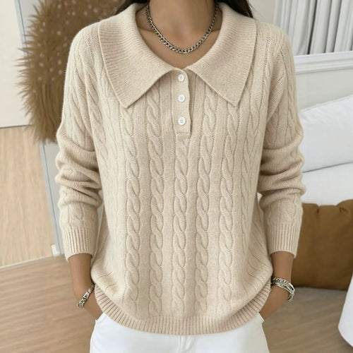 Vintage Solid-Color Pullover Sweater for Women - Lazy Style