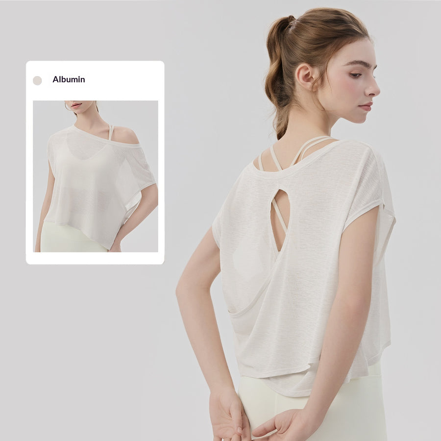 Womens Loose Yoga Cover-Up Off-Shoulder Two-Way Wear