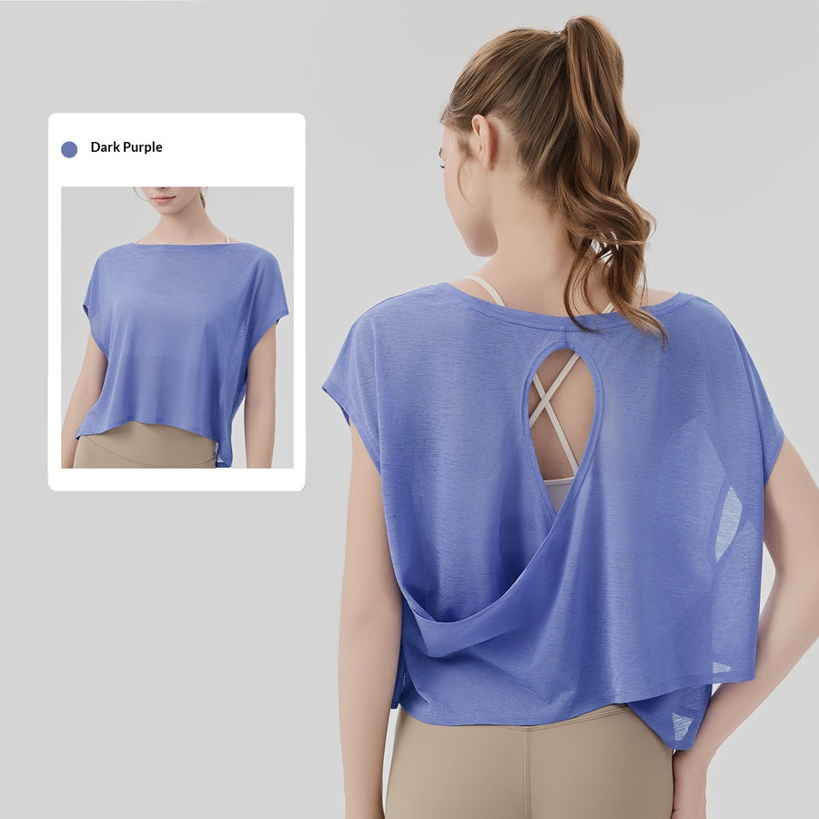 Womens Loose Yoga Cover-Up Off-Shoulder Two-Way Wear