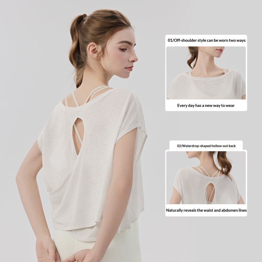 Womens Loose Yoga Cover-Up Off-Shoulder Two-Way Wear