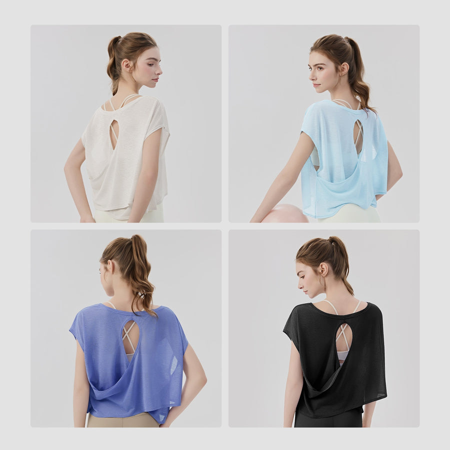 Womens Loose Yoga Cover-Up Off-Shoulder Two-Way Wear