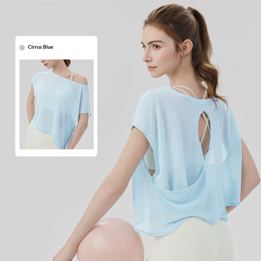 Womens Loose Yoga Cover-Up Off-Shoulder Two-Way Wear