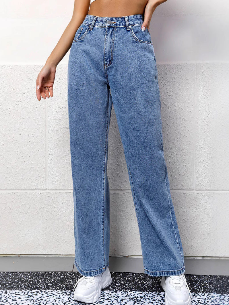 Autumn Casual High-waisted Straight-leg Jeans for Women