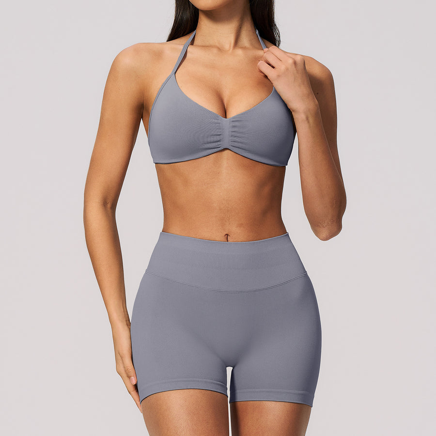 Stylish Backless Halter Top and Shorts Set for Women
