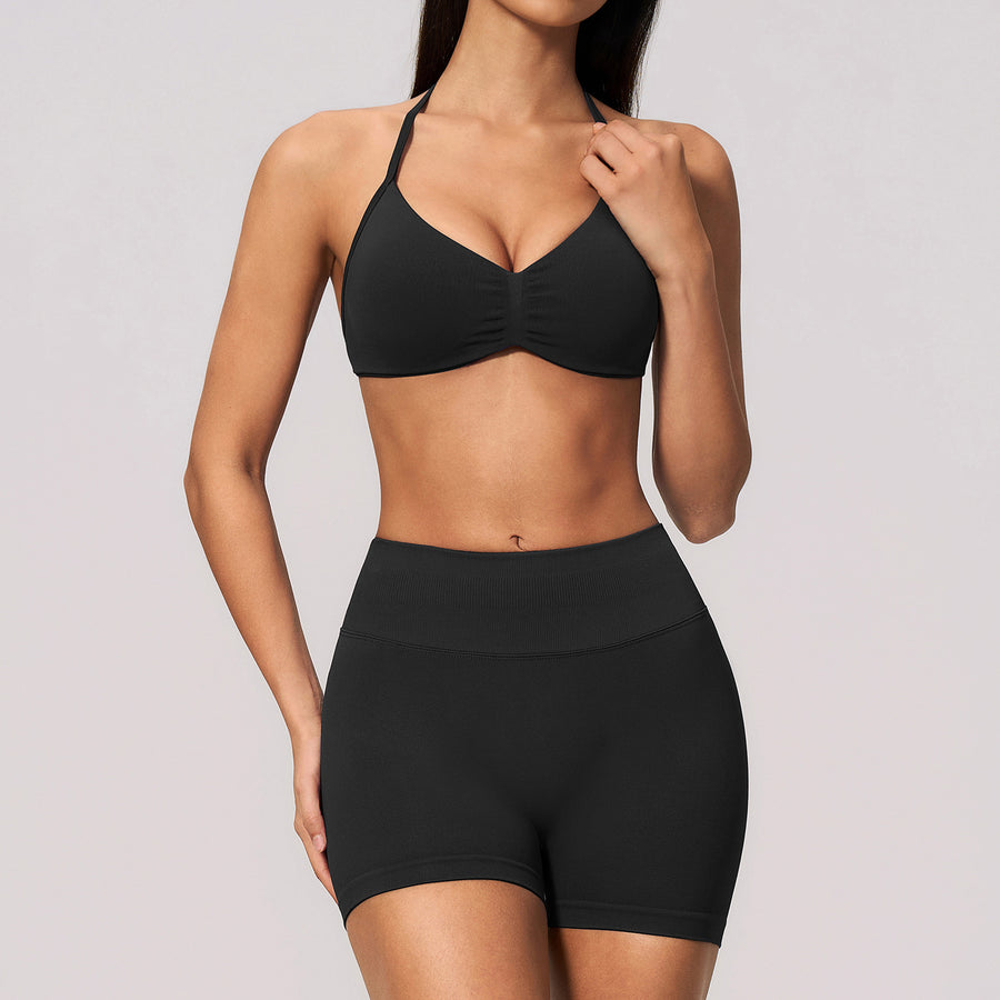 Stylish Backless Halter Top and Shorts Set for Women