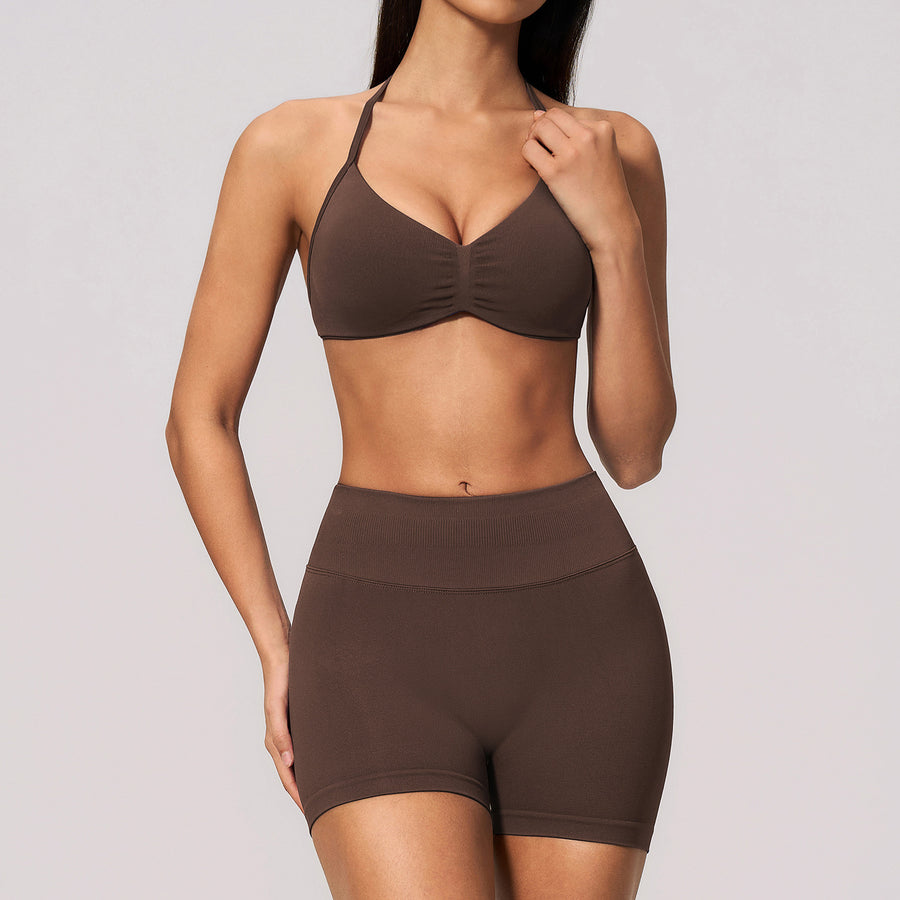 Stylish Backless Halter Top and Shorts Set for Women