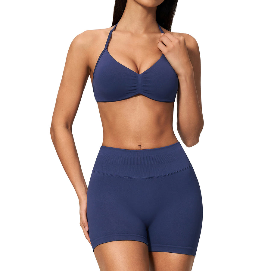 Stylish Backless Halter Top and Shorts Set for Women