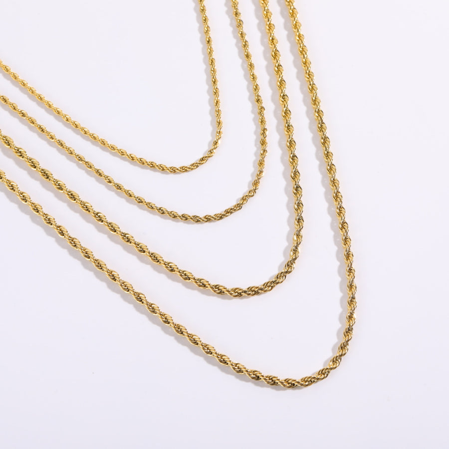 Stainless Steel Twisted Rope Necklace - Elegant & Durable