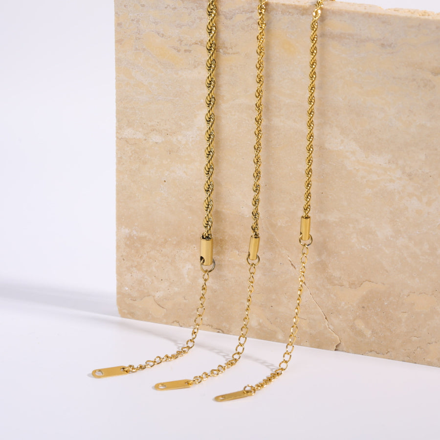 Stainless Steel Twisted Rope Necklace - Elegant & Durable