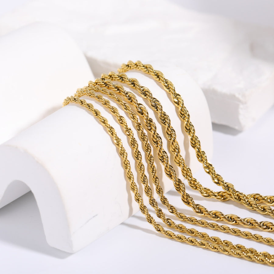 Stainless Steel Twisted Rope Necklace - Elegant & Durable