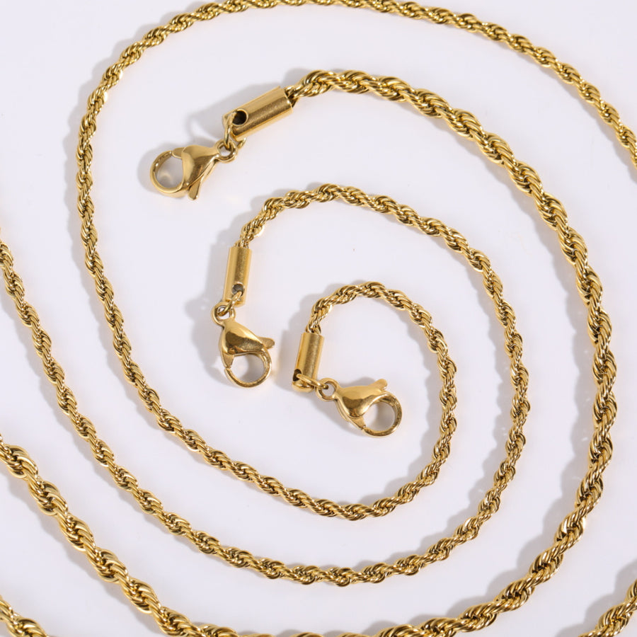 Stainless Steel Twisted Rope Necklace - Elegant & Durable