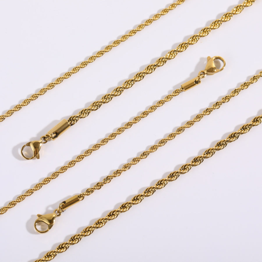 Stainless Steel Twisted Rope Necklace - Elegant & Durable