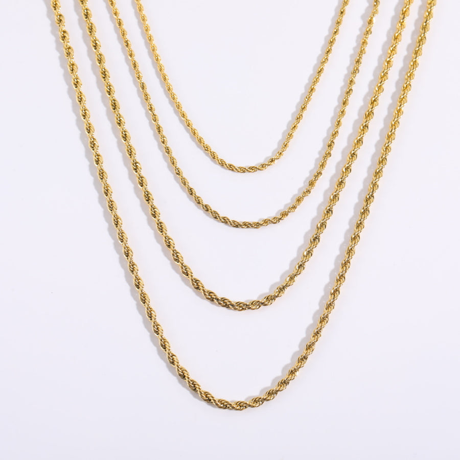 Stainless Steel Twisted Rope Necklace - Elegant & Durable