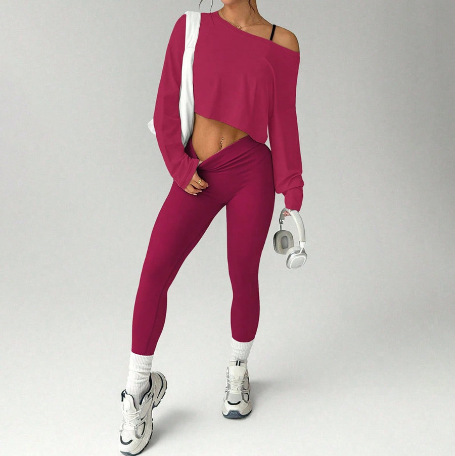 Fashionable Three-piece Yoga Set with Seamless Bra & Pants
