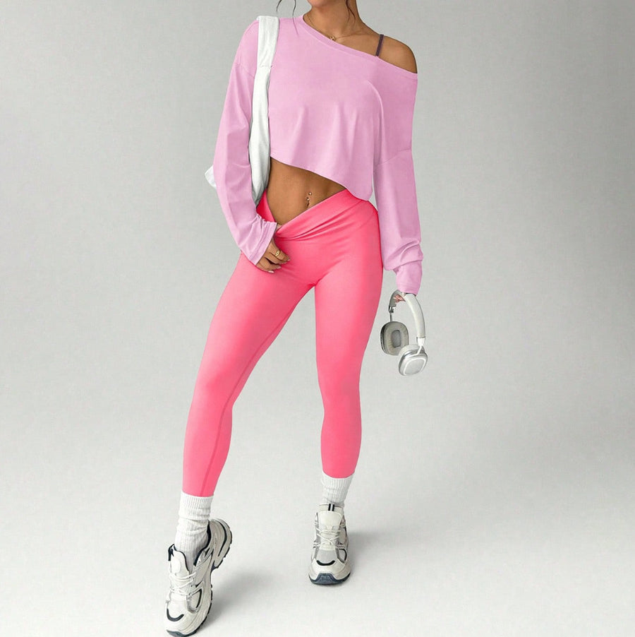 Fashionable Three-piece Yoga Set with Seamless Bra & Pants