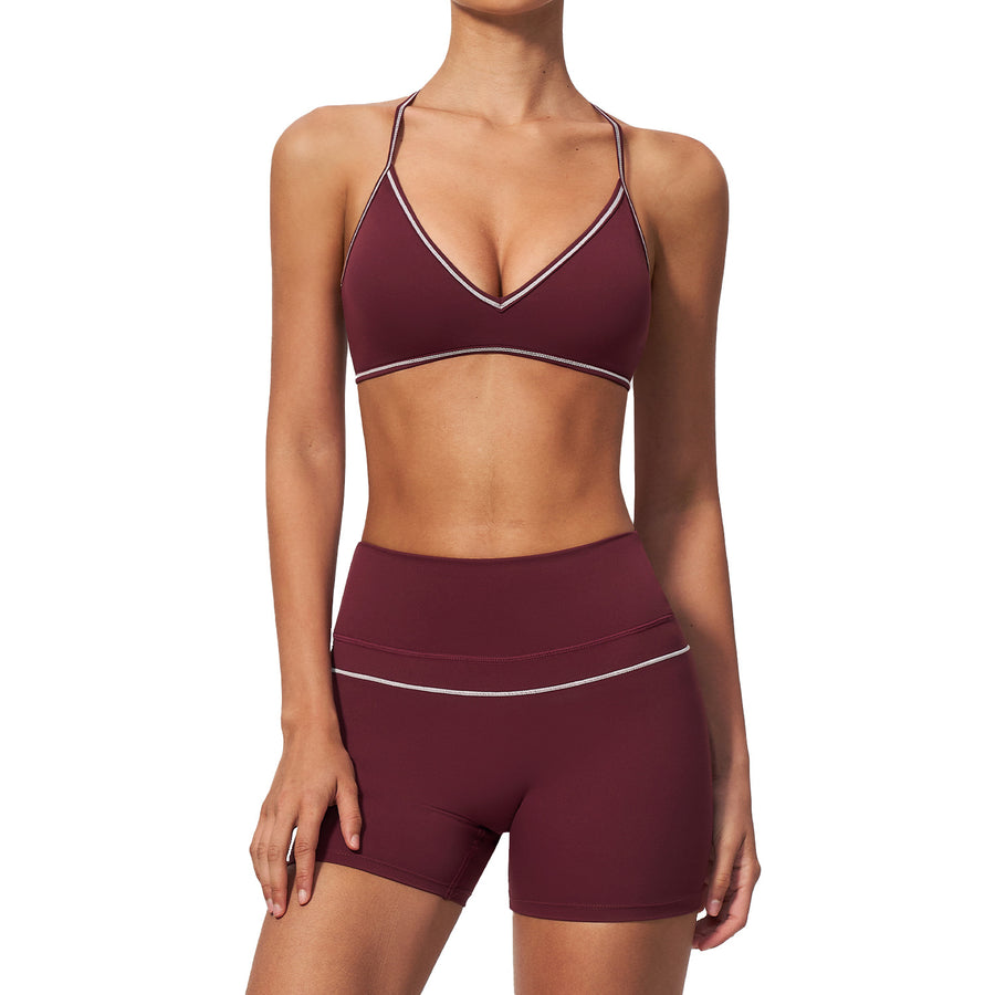Contrast-Color Bra and Tummy-Control Butt-Lifting Shorts Set