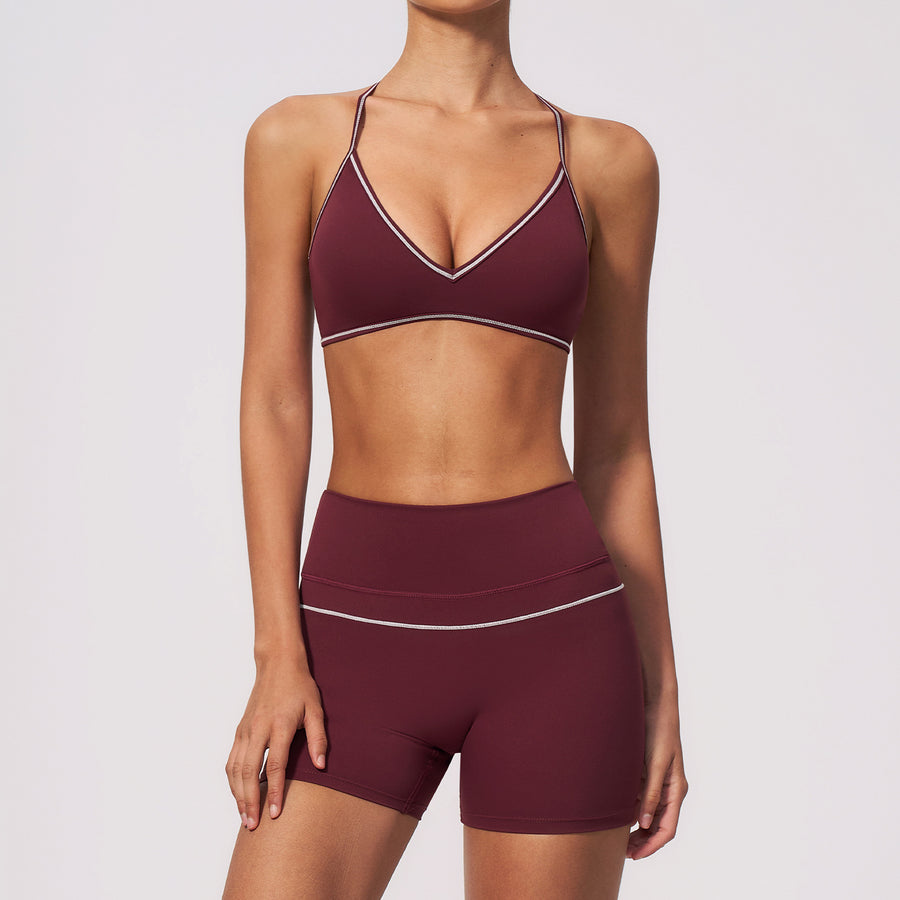 Contrast-Color Bra and Tummy-Control Butt-Lifting Shorts Set