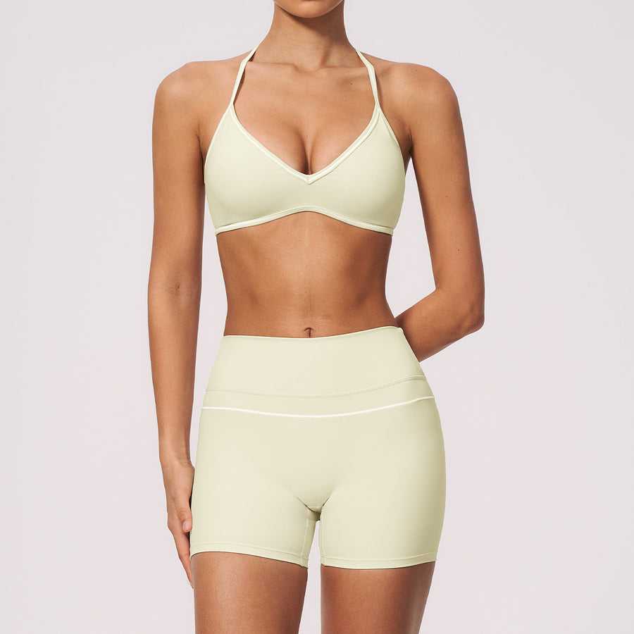 Contrast-Color Bra and Tummy-Control Butt-Lifting Shorts Set