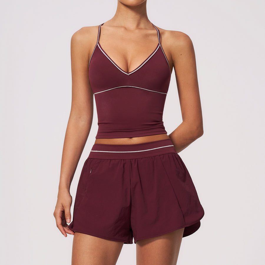 Stylish V-neck Halter Top And Shorts Set for Summer