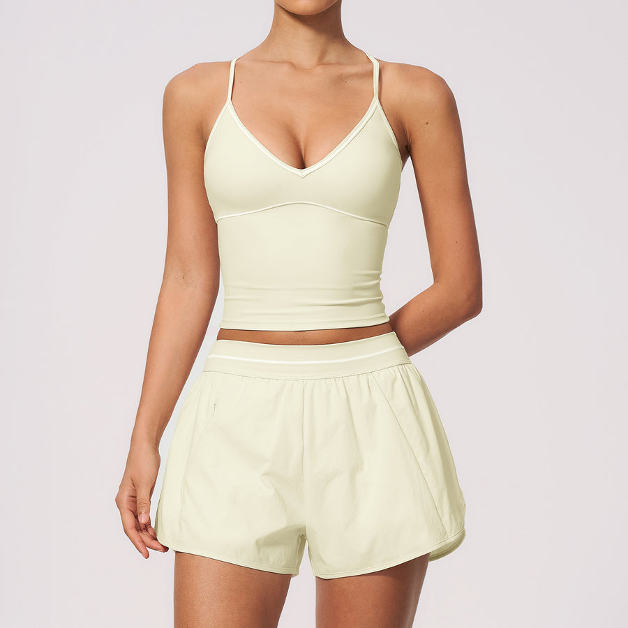 Stylish V-neck Halter Top And Shorts Set for Summer