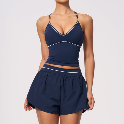 Stylish V-neck Halter Top And Shorts Set for Summer