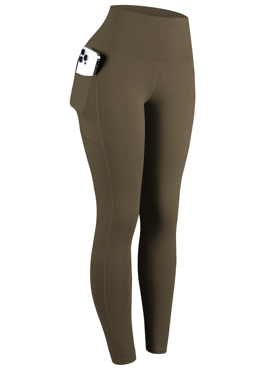 Solid-Color Side-Pocket Running and Yoga Pants for Comfort