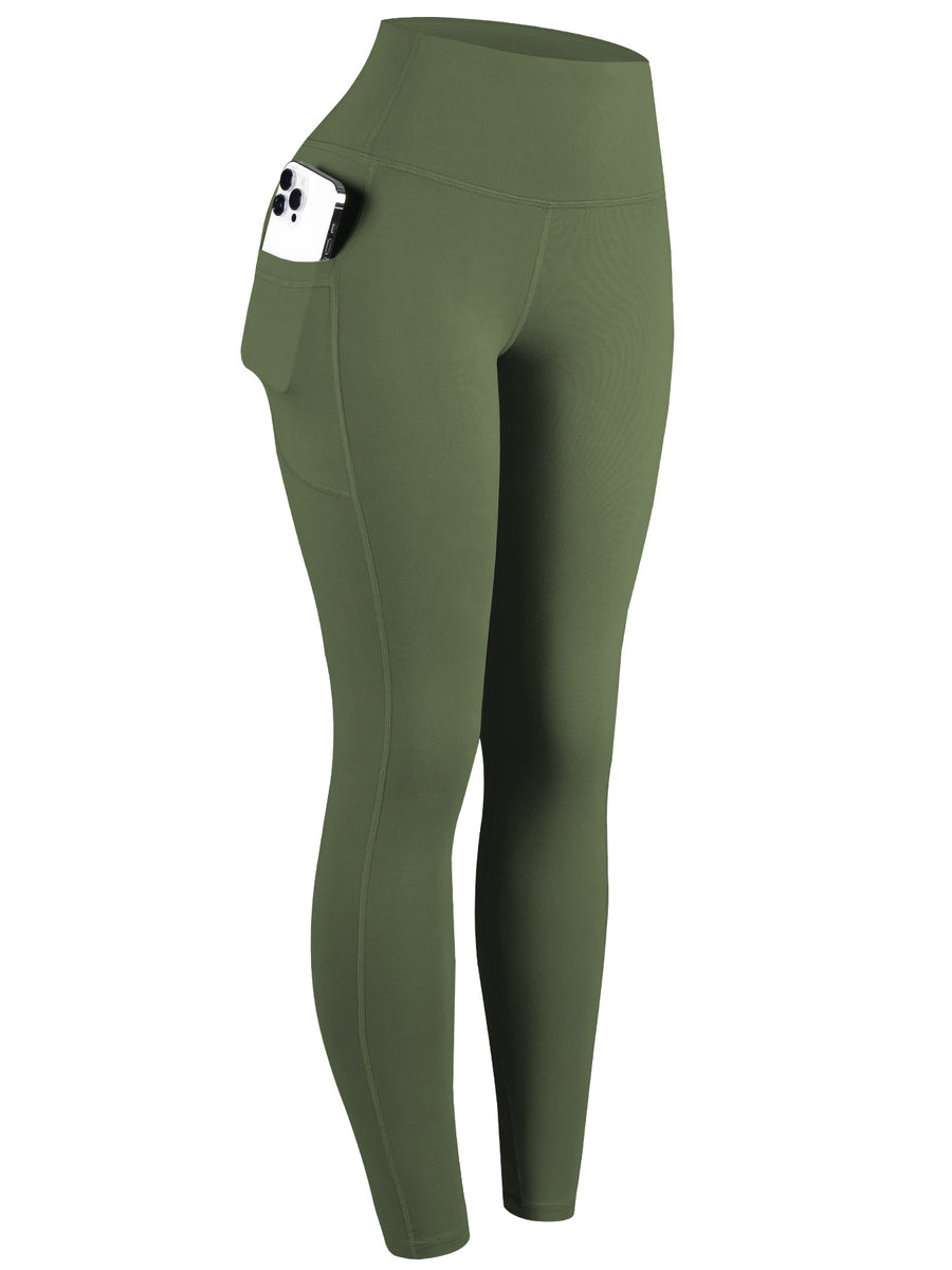 Solid-Color Side-Pocket Running and Yoga Pants for Comfort