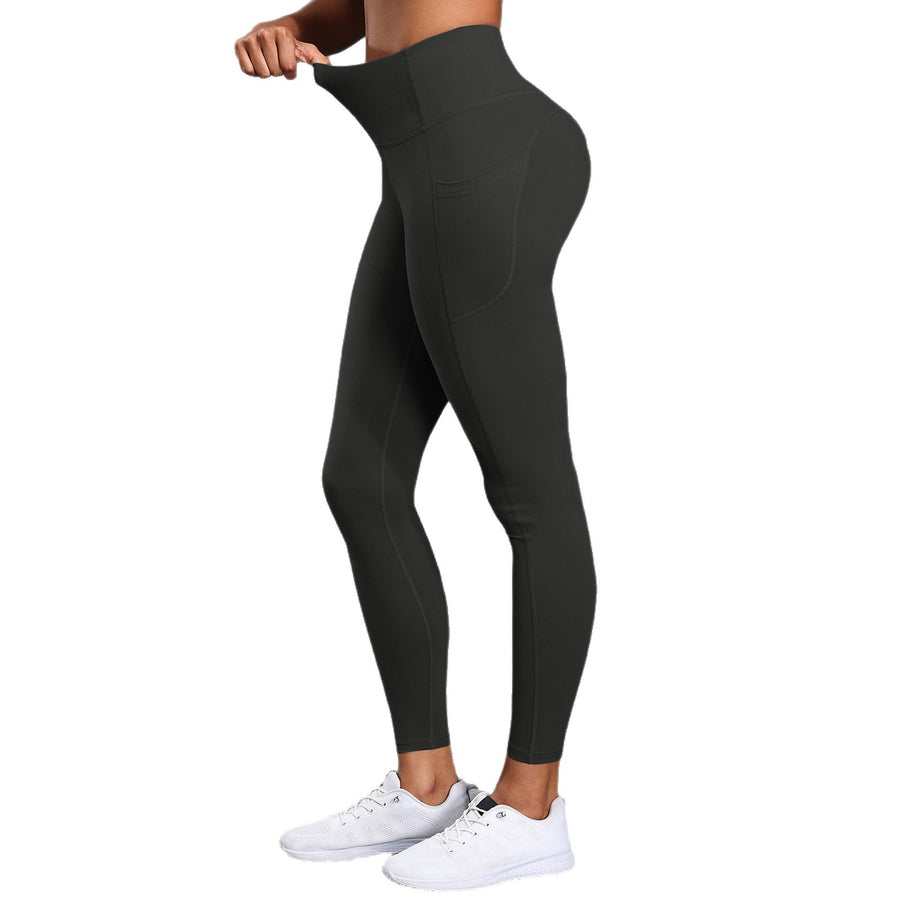Solid-Color Side-Pocket Running and Yoga Pants for Comfort