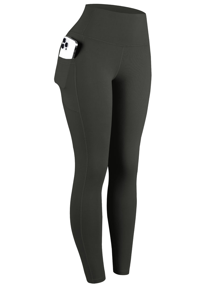 Solid-Color Side-Pocket Running and Yoga Pants for Comfort