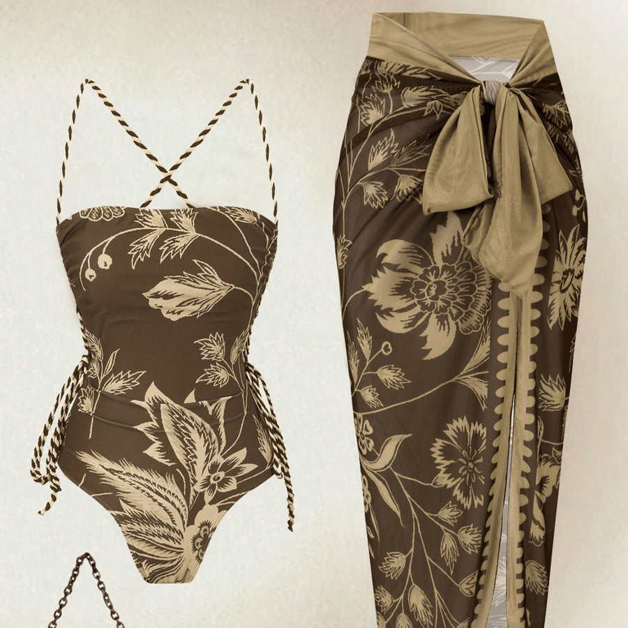 Stylish One-Piece Swimsuit and Beach Dress Set for Women