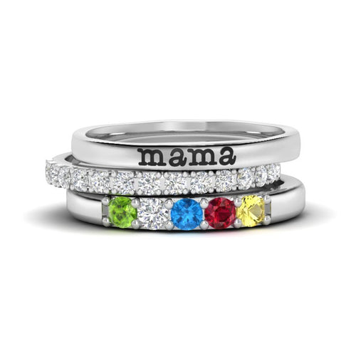 Personalized Birthstone Letter Name Ring - Unique Gift