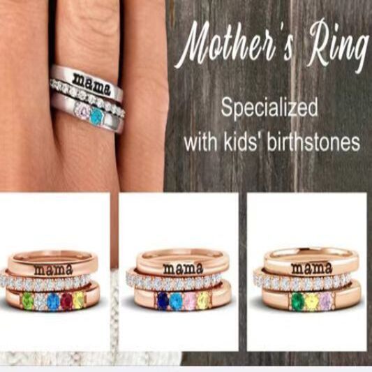Personalized Birthstone Letter Name Ring - Unique Gift