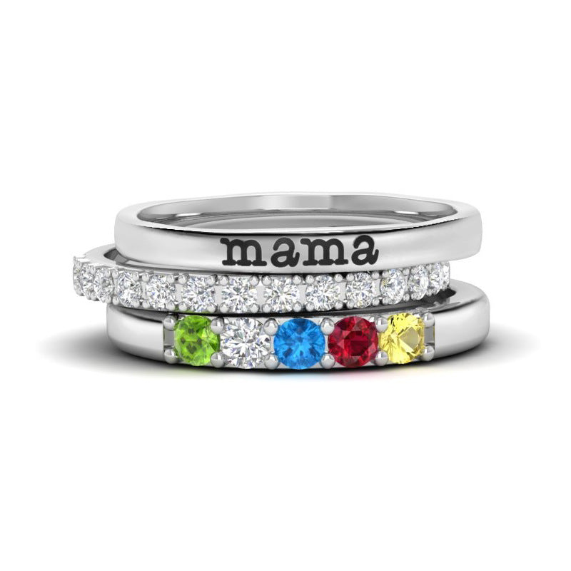 Personalized Birthstone Letter Name Ring - Unique Gift