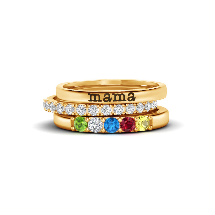 Personalized Birthstone Letter Name Ring - Unique Gift
