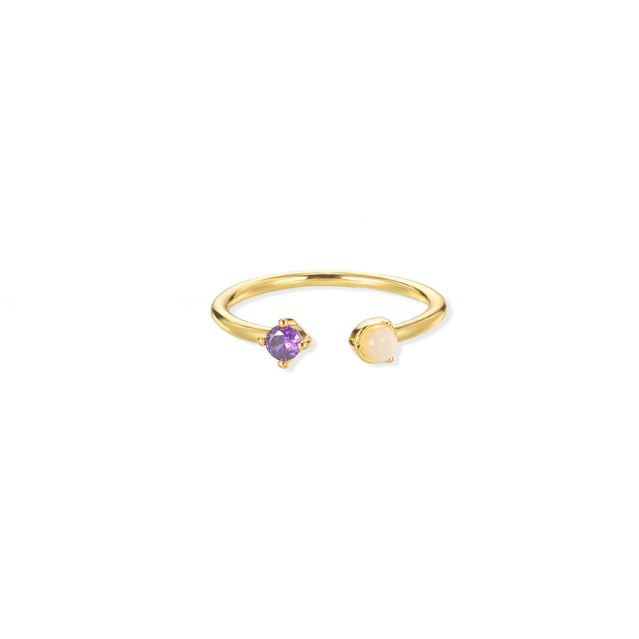 European & American Light-luxury Birthstone Peach-heart Ring