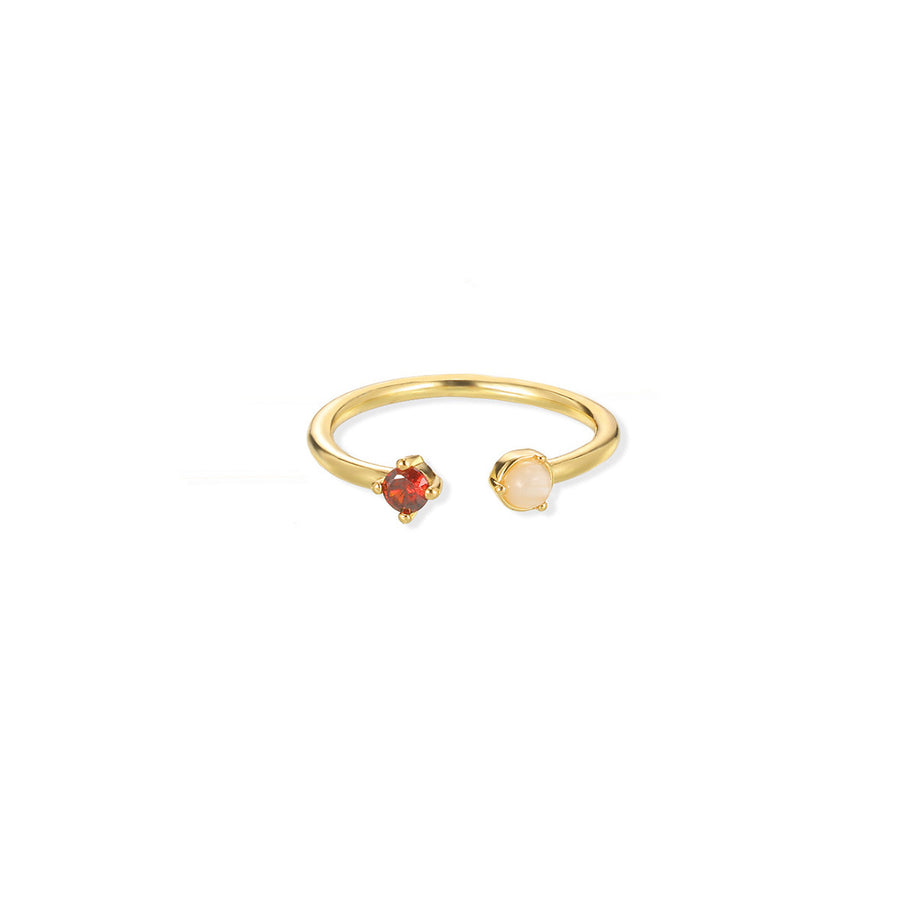 European & American Light-luxury Birthstone Peach-heart Ring