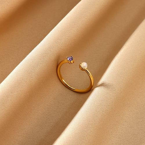European & American Light-luxury Birthstone Peach-heart Ring