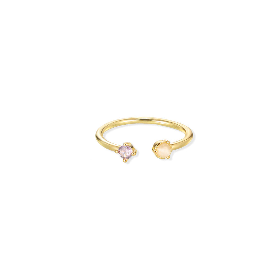 European & American Light-luxury Birthstone Peach-heart Ring