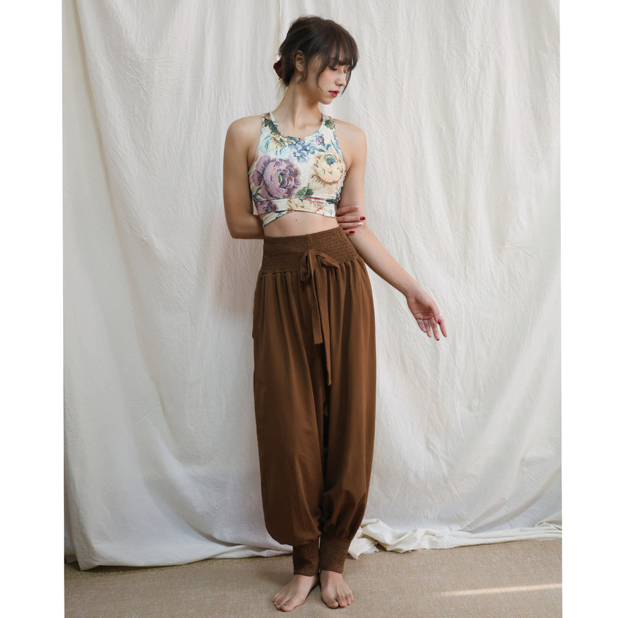 Retro New Chinese Style Yoga Tank Top Set with Bra Pads