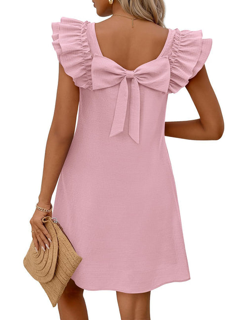 Womens Loose-fitting Dress With Lotus-leaf Sleeves
