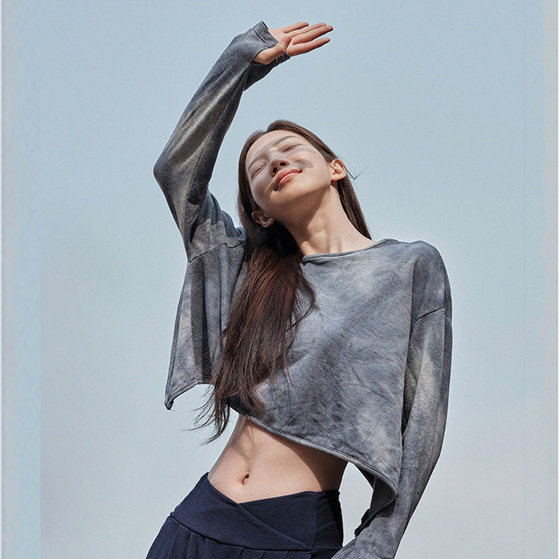 Tie-Dye Yoga Cover-Up Long-Sleeve T-Shirt for Women