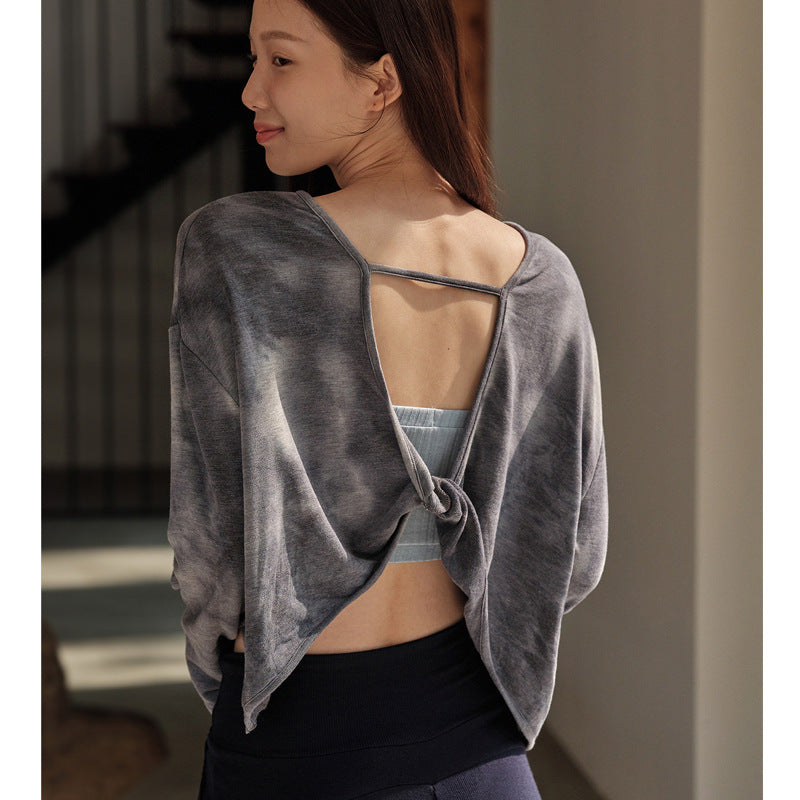 Tie-Dye Yoga Cover-Up Long-Sleeve T-Shirt for Women