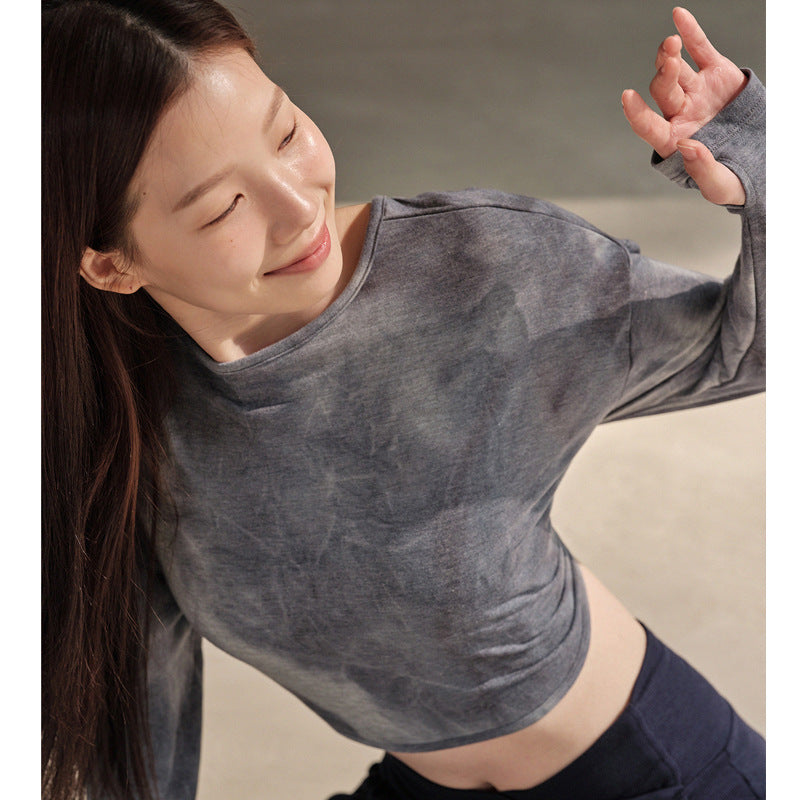 Tie-Dye Yoga Cover-Up Long-Sleeve T-Shirt for Women