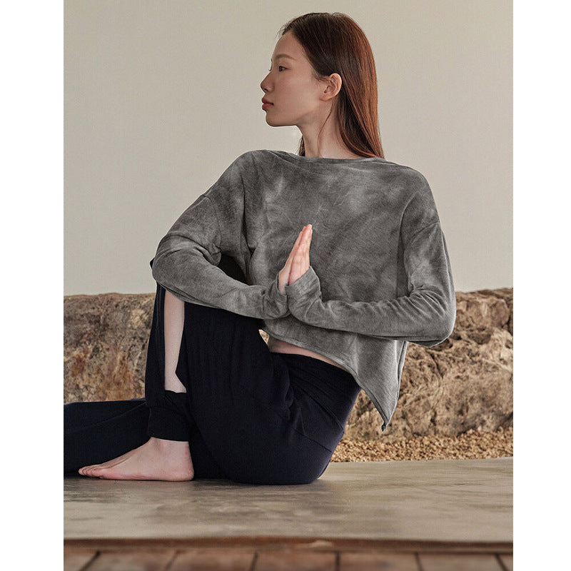 Tie-Dye Yoga Cover-Up Long-Sleeve T-Shirt for Women