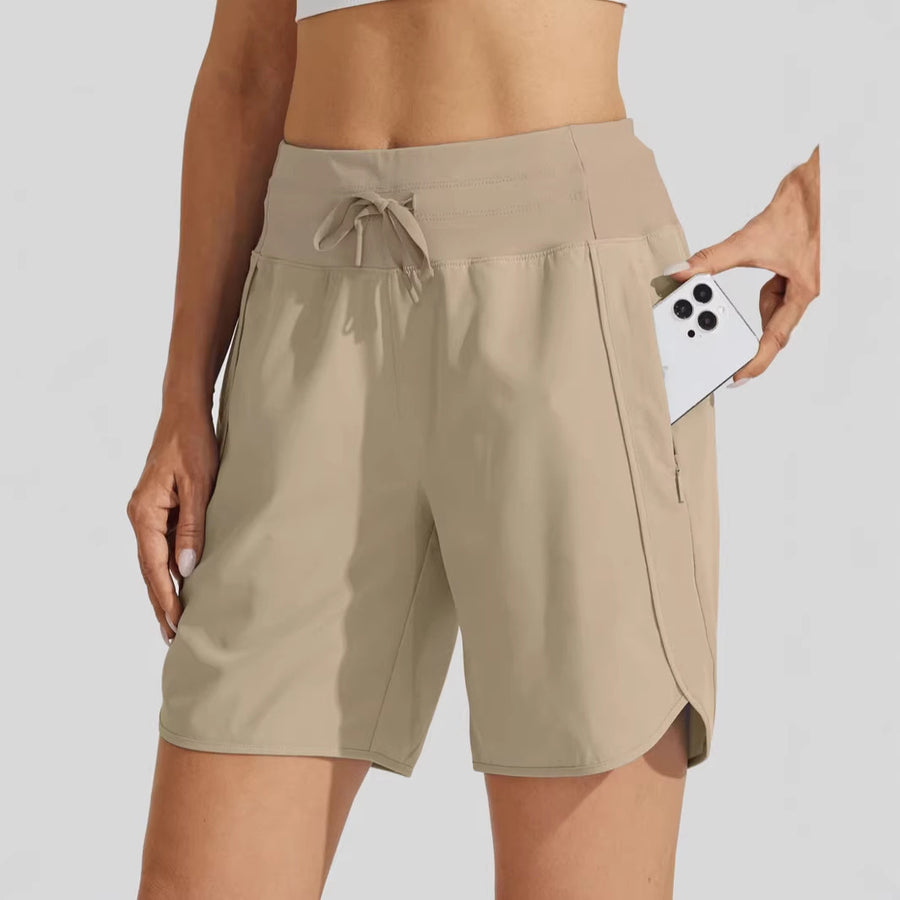 Casual Zipper Yoga Sports Shorts for Women