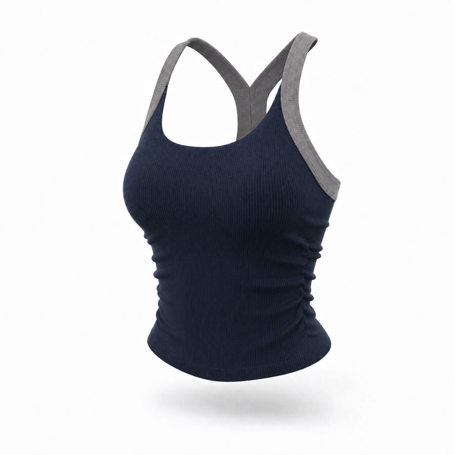 One-piece sports bra with chest pads for yoga enthusiasts