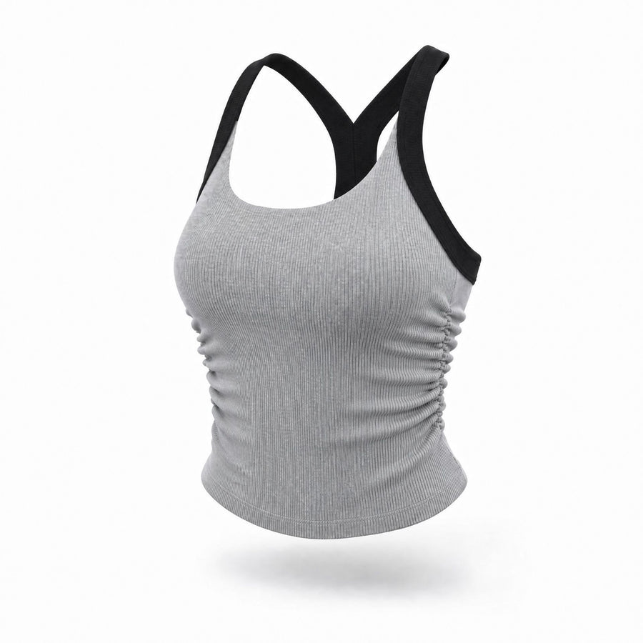 One-piece sports bra with chest pads for yoga enthusiasts