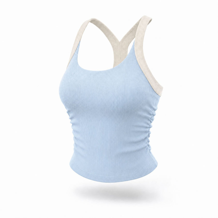 One-piece sports bra with chest pads for yoga enthusiasts