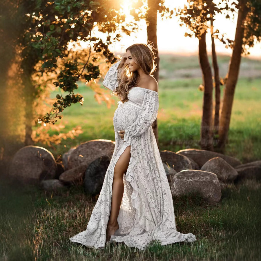 Womens Lace Floor-Length Two-Piece Set for Elegant Occasions