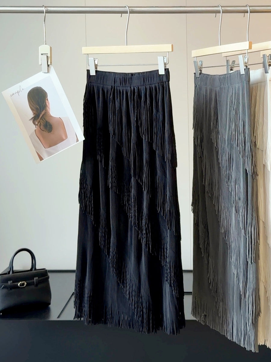 Bohemian Asymmetrical Tassel-trimmed Mini Skirt for Trendsetters